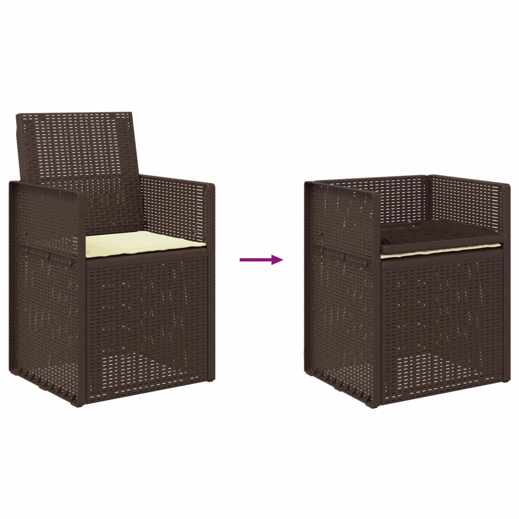 Sedie da pranzo da giardino 2 pcs Marrone e Crema PP 899989