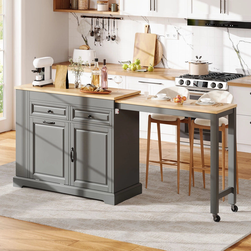 Mobile contenitore da cucina con 2 cassetti e ripiano regolabile - per cucina - in MDF - grigio