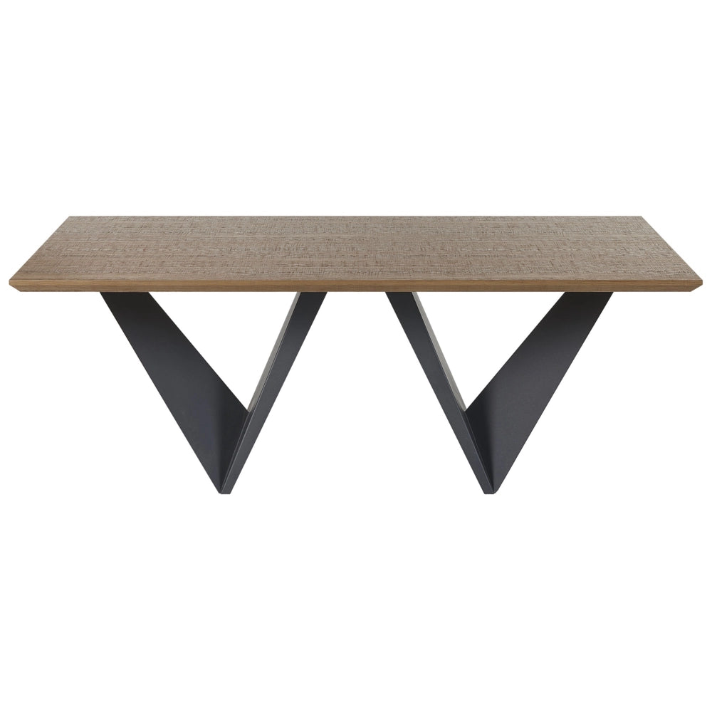Tavolo da pranzo Piano in legno scuro Gambe in metallo Nero 200 x 100 cm Industrial