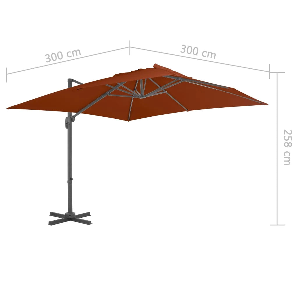 Ombrellone a Sbalzo con Palo in Alluminio 300x300 cm Terracotta 312316