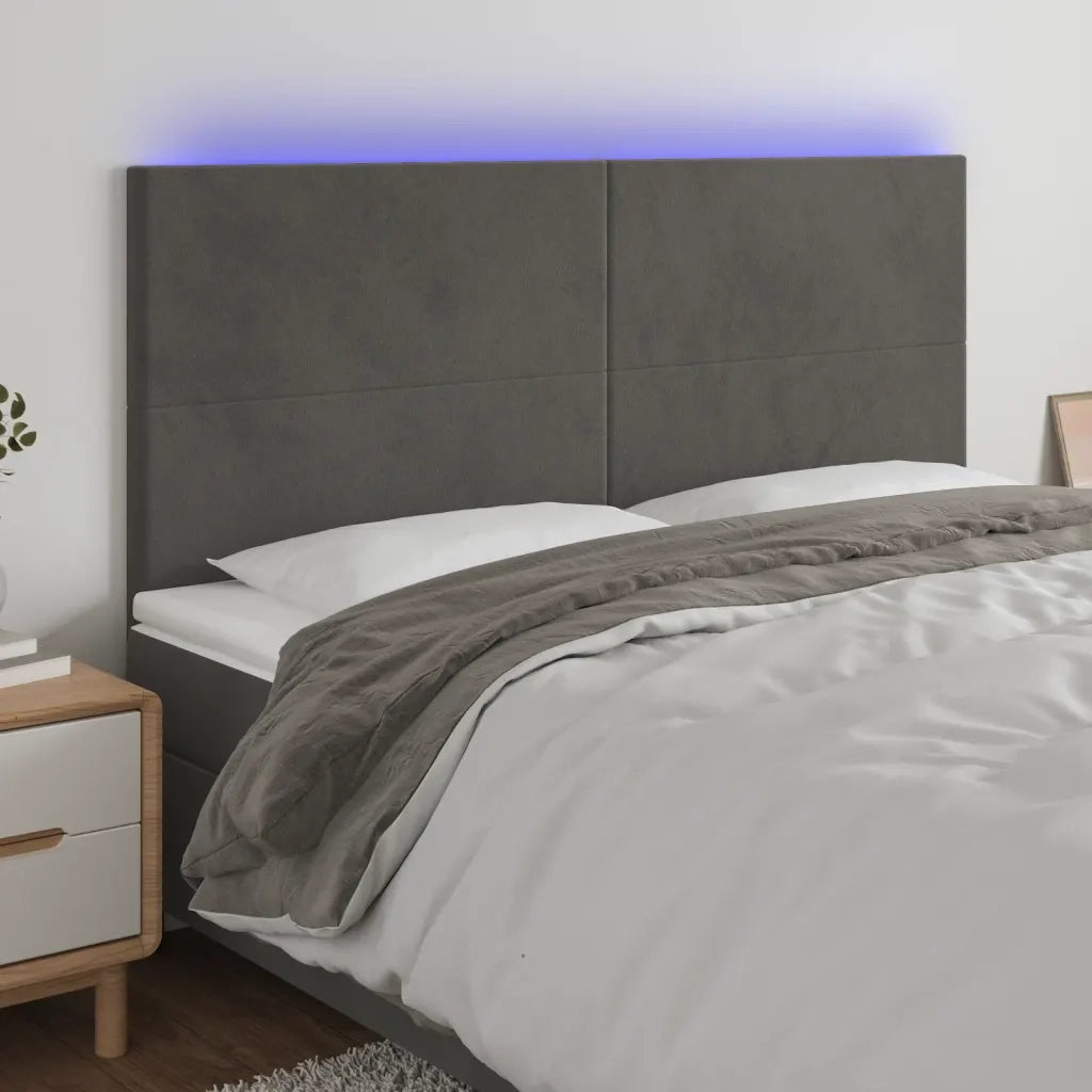 Testiera | Testata a LED GrigioScuro 180x5x118/128cm in Velluto