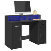 Scrivania con Luci LED Nera 120x55x91 cm in Legno Multistrato 3309412
