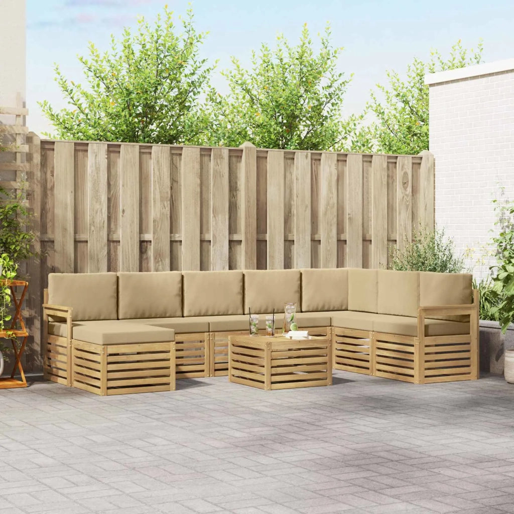 Set di divani da esterno 7 pcs Bianco e Beige 59 x 59 x 37 cm 3392343