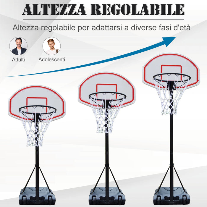 Canestro da Basket da Esterno con Supporto e Altezza Regolabile in Acciaio