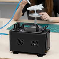 Compressore aerografo AS18TA 1/6 CV, compressore ad aria con portata d'aria compressa 20-23 l/min, 2 attacchi per pistola aerografo, manometro, per modellismo, decorazione unghie