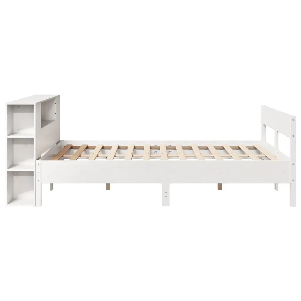 Letto matrimoniale | Letto per adulti | Letto Libreria senza Materasso Bianco 135x190 cm Legno di Pino