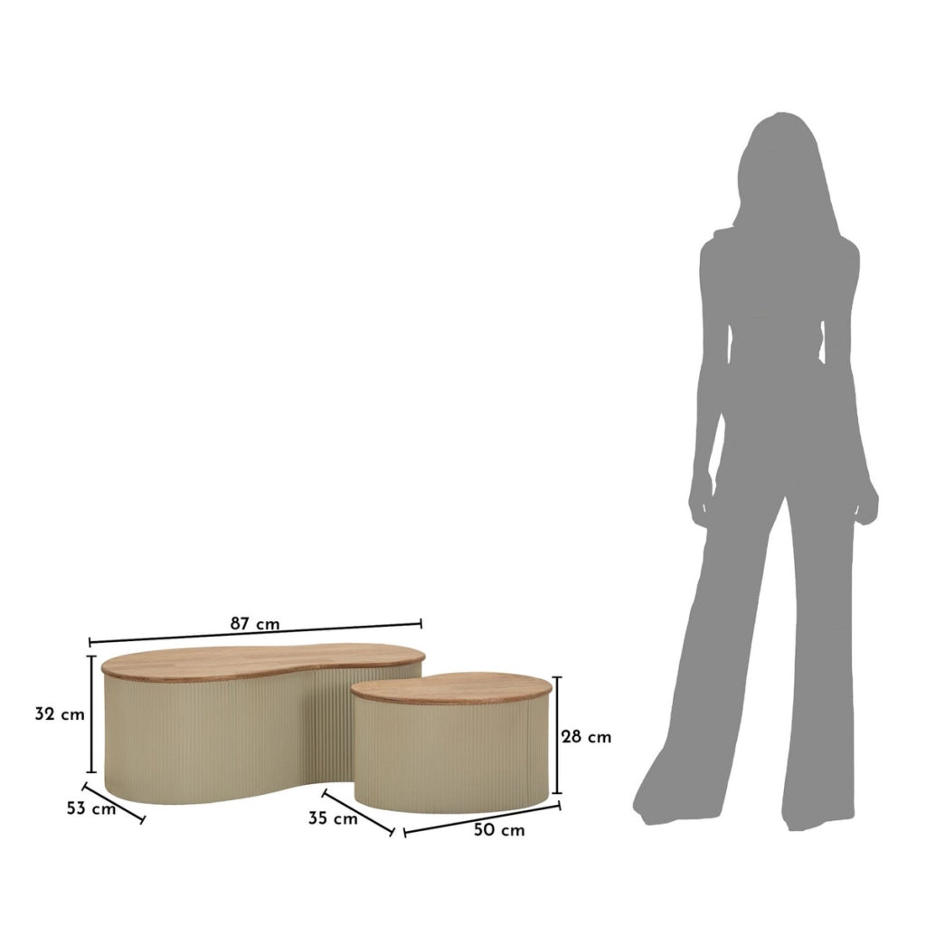 Set di Tavolini VKH1118, Beige, Legno, 87x53x32 cm