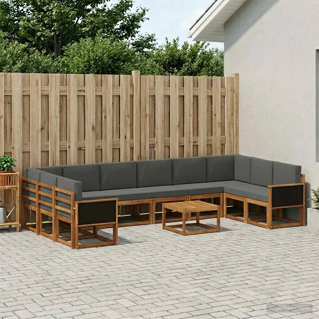 Set di divani da esterno 11 pcs Naturale e Antracite 3385583