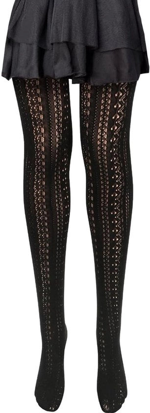 Pantaloni da donna alta statura - Pantaloni a rete con disegno - Disegno a velluto - Reticolo - Stile bavarese - Comodo e sostenibile