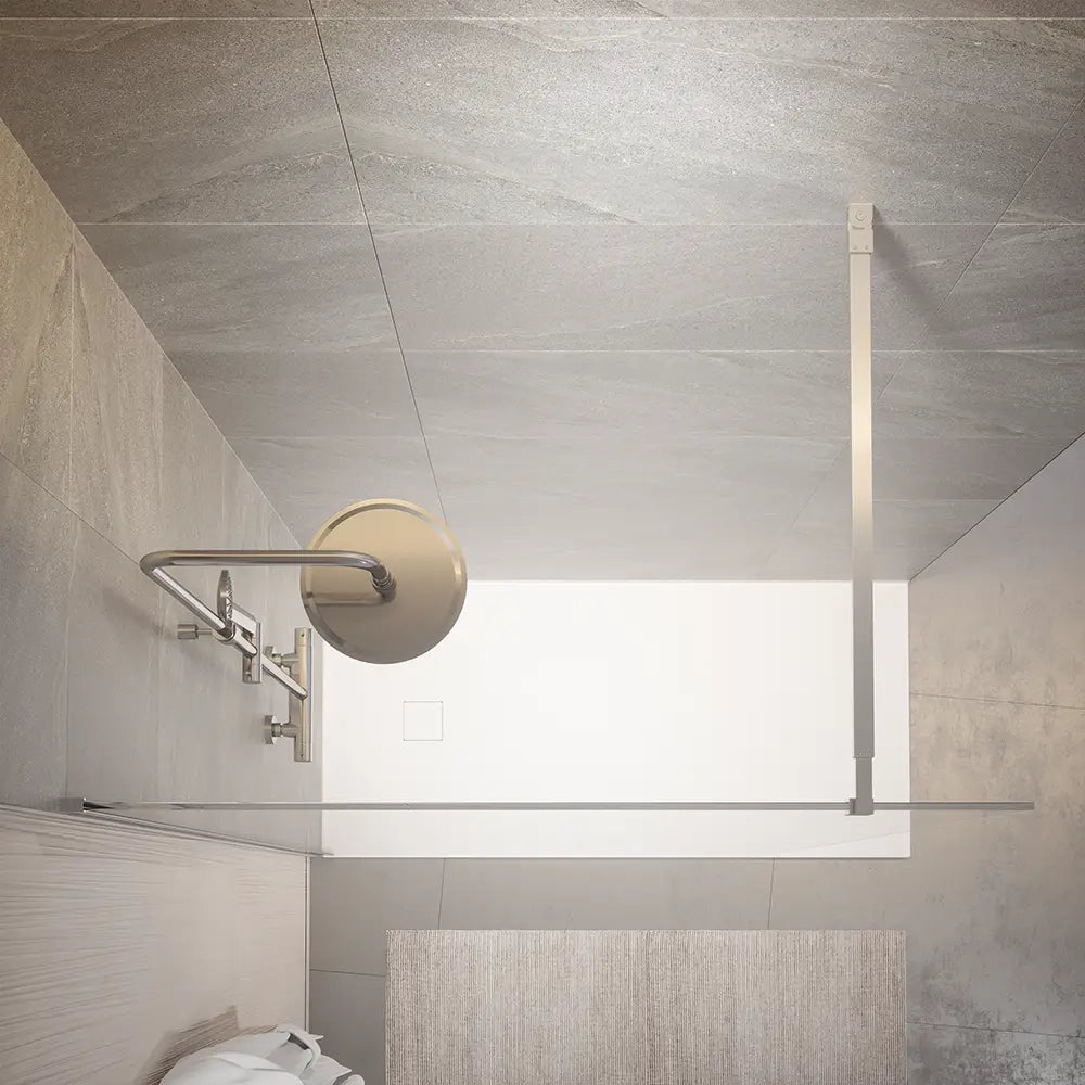 Doccia walk-in 140cm vetro temperato anticalcare 10mm trasparente profili cromati | Naxos