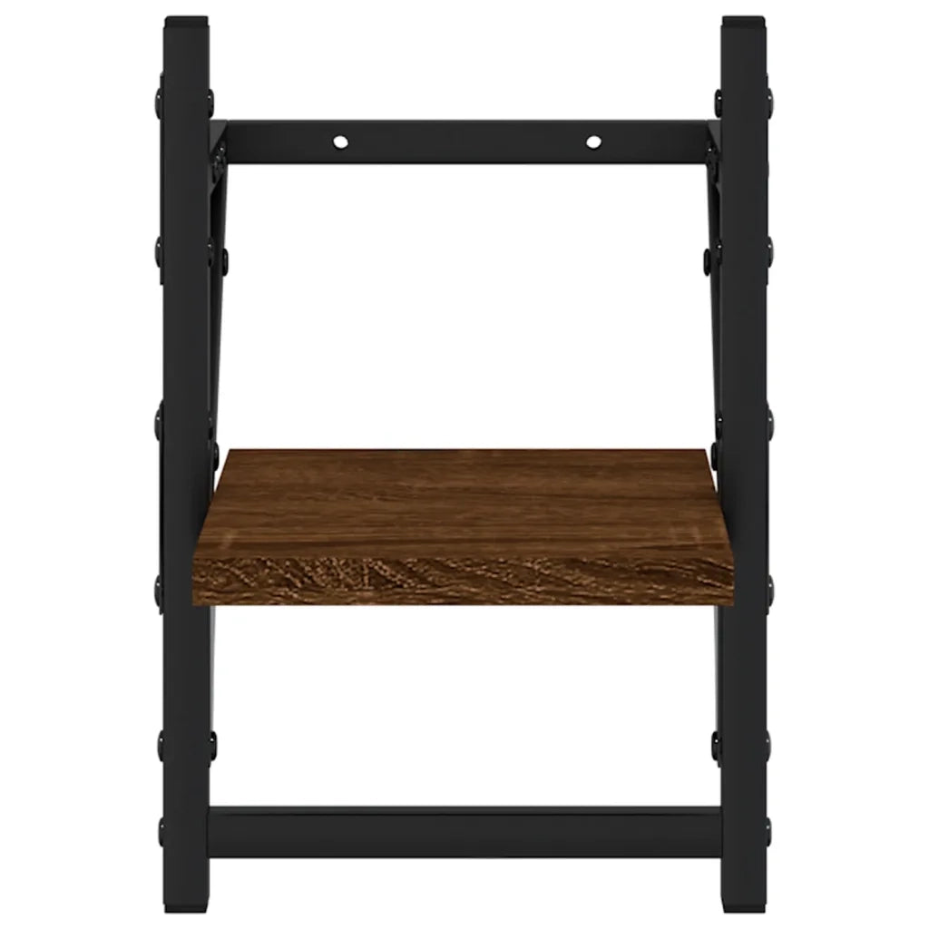 Mensole a Parete con Aste 2pz Rovere Marrone 20x25x30 cm 836232