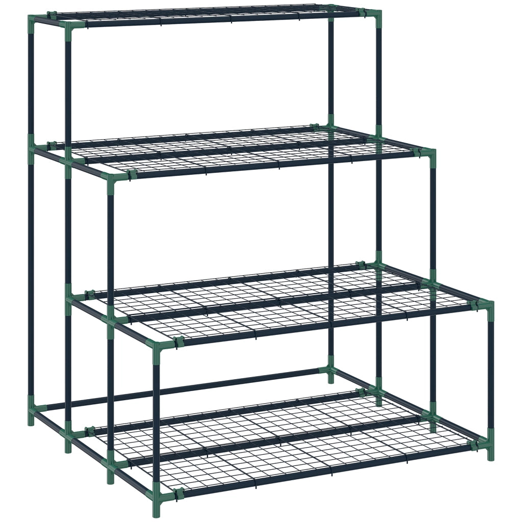 Scaffale Porta Piante 94x84x110 cm a 4 Livelli in Acciaio Verde Scuro