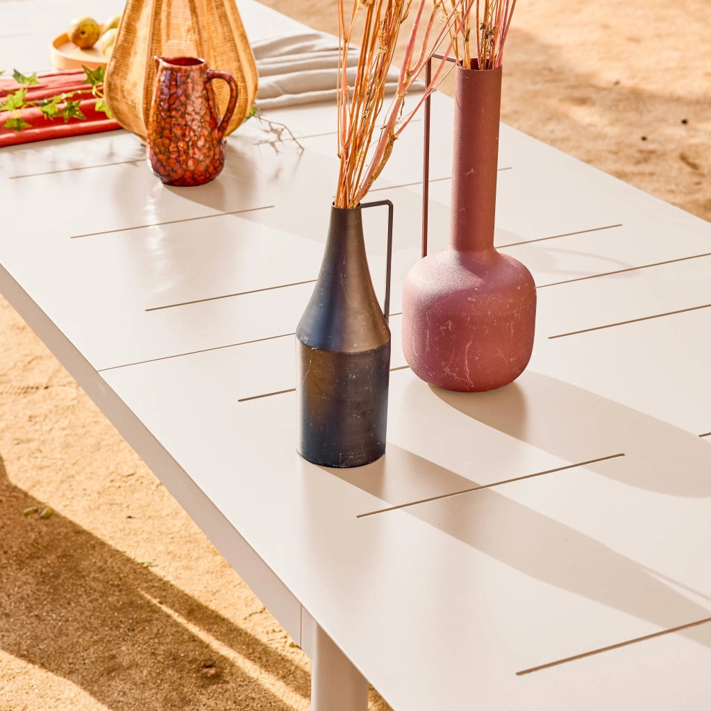 Tavolo da giardino allungabile in alluminio, 8 posti, beige
