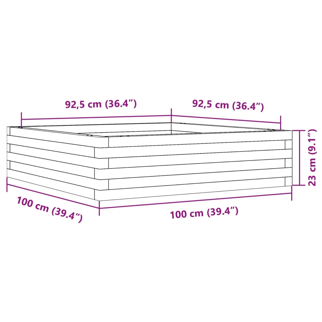 Fioriera rialzata per piante fiori terrazza giardino 100 x 100 x 23 cm legno di pino massiccio bianco 02_0037251