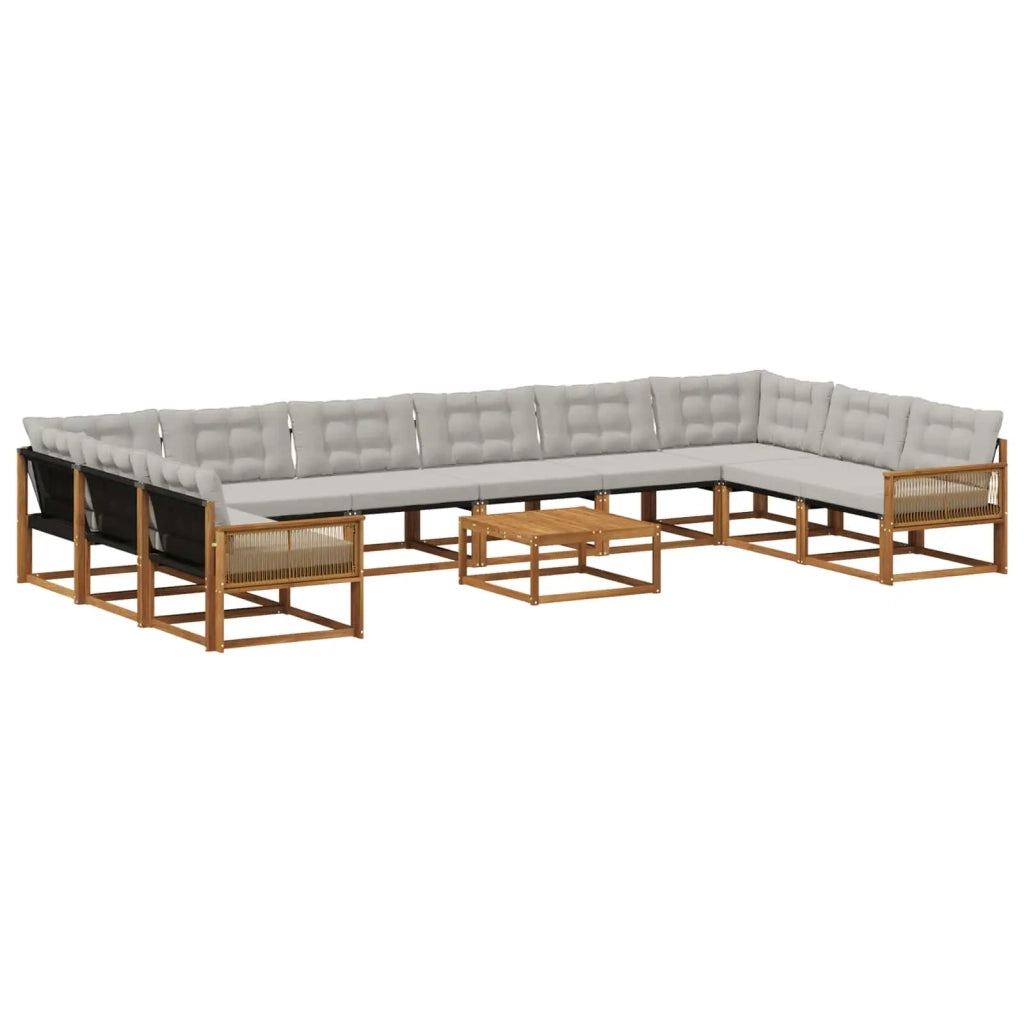Set di divani da esterno 11 pcs Naturale e Grigio Chiaro 3381731