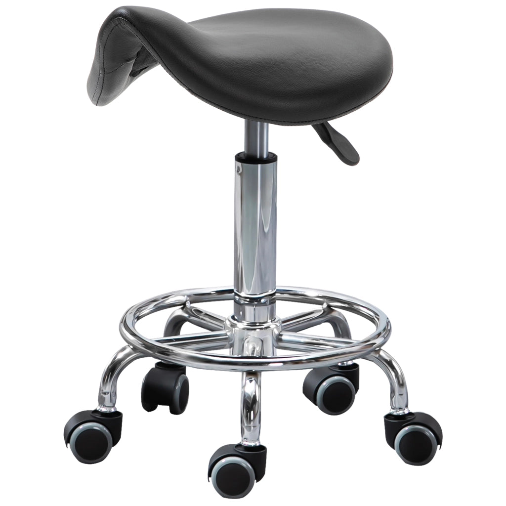 Sgabello Regolabile in Altezza con Seduta Imbottita ¨C zephmum ¨C 36.2x37.5x51-66 cm, Nero