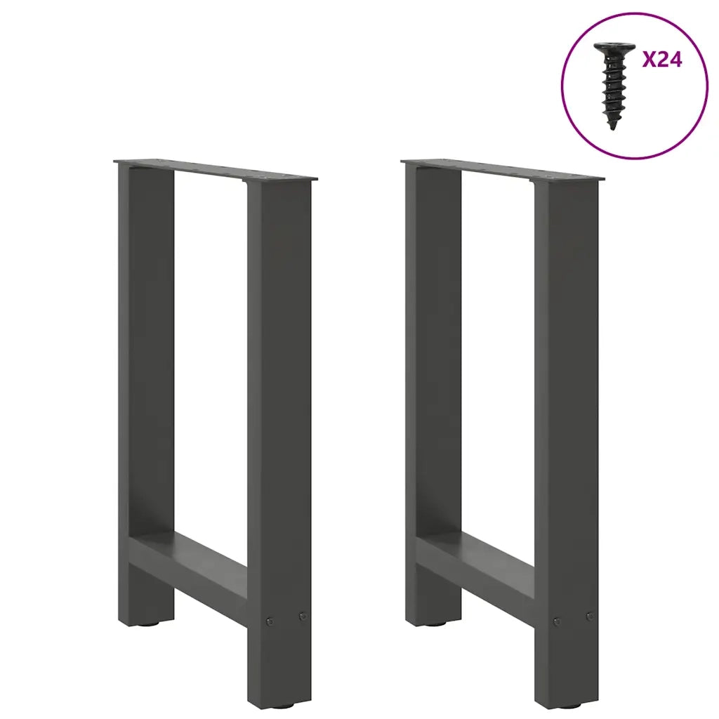 Gambe per tavolo da pranzo antracite 2 pz 60x(72-73) cm in acciaio