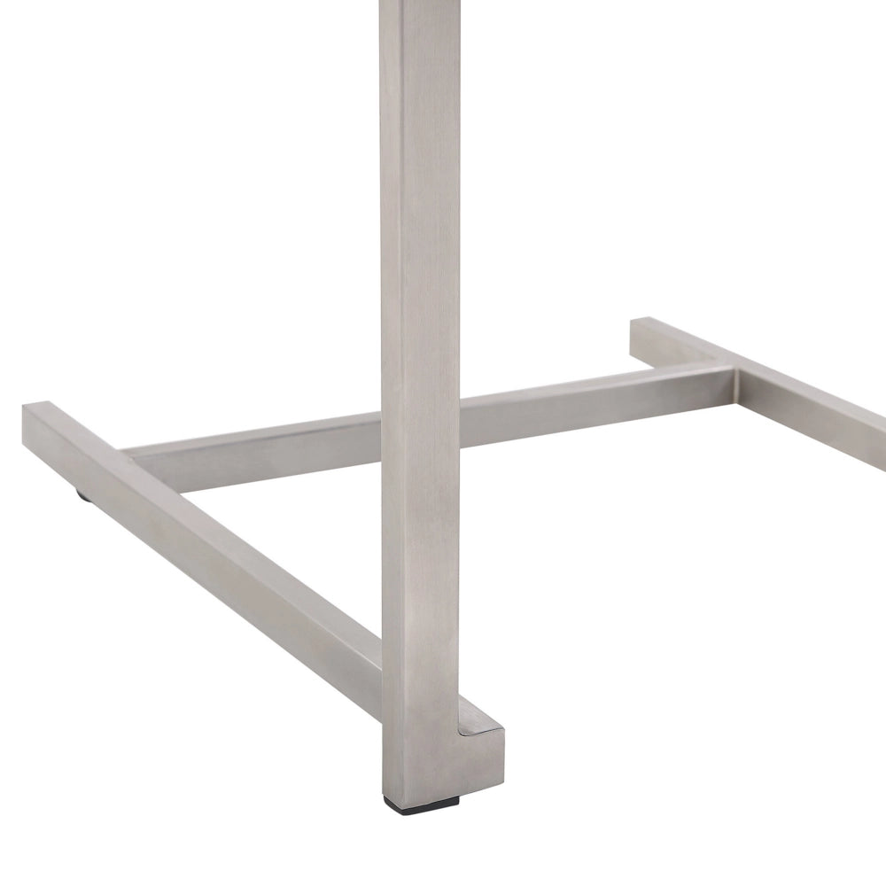 Set di 2 sedie da giardino grigio sedile sintetico struttura in acciaio inox stile cantilever