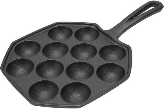 Piastra per Takoyaki - Piastra in Acciaio Inox - 12 Fori - Diametro 4 cm - Superficie Antiscivolo - Manico 15,5 cm - Materiale Resistente - Piastra Grill