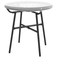 Tavolino da Giardino Stile Boho, Tavolino d'Appoggio in PE-Rattan, Vetro Temperato, Resistente alle Intemperie, 50 cm x 50 cm x 50 cm, Grigio