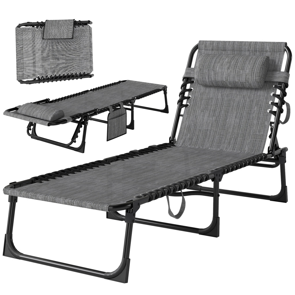 Chaise Longue Pieghevole ¨C zephmum ¨C Grigio 189x58x30 cm