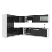 Cucina angolare completa Fame-Line Antracite lucido/Bianco 347 x 60 cm, PL Marmo Vicco