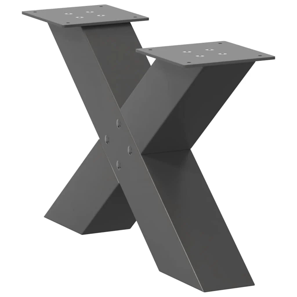 Set di 2 gambe per tavolino da caffè robuste e moderne a forma di X 50 x 30 cm in acciaio antracite 02_0057210