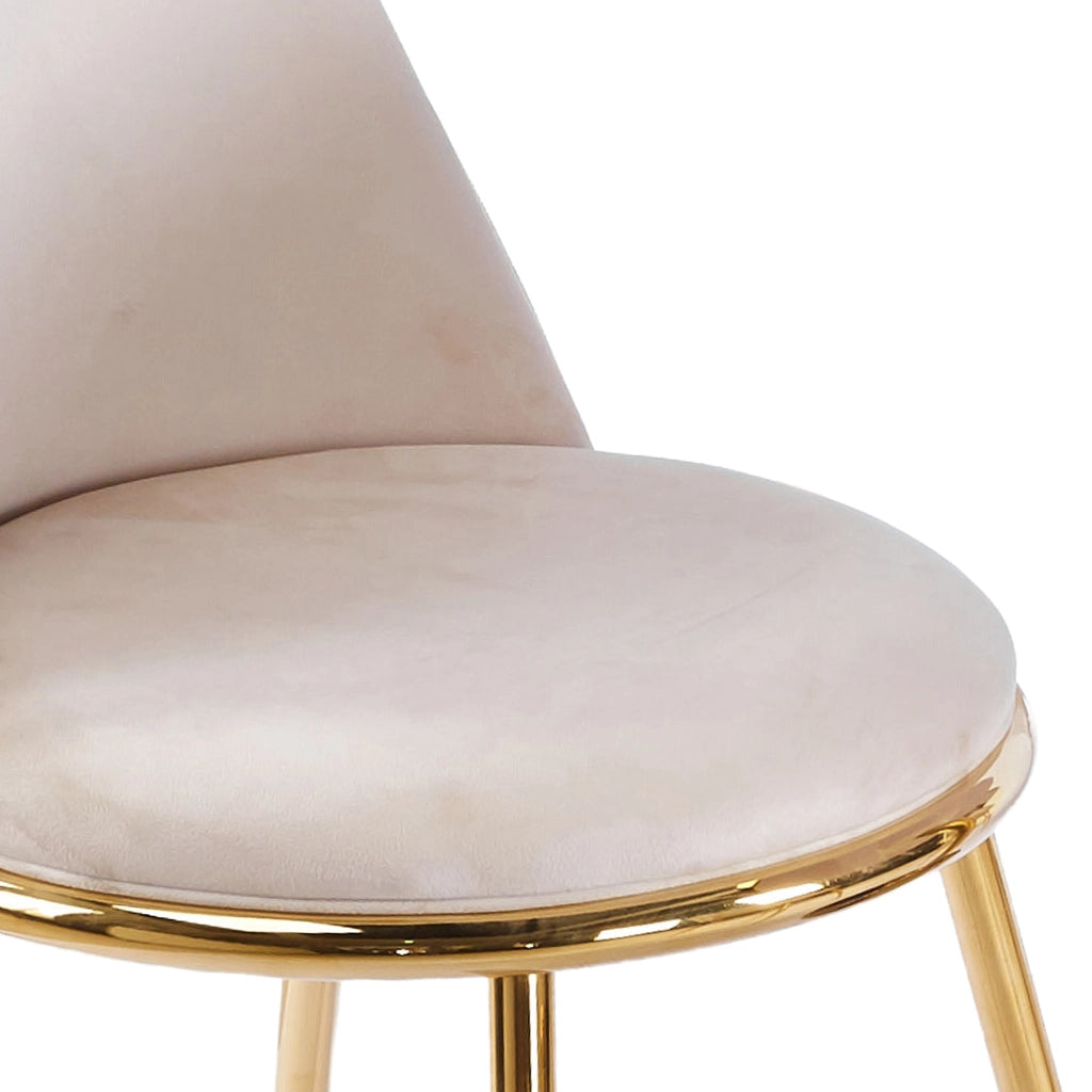 Tavolo da pranzo con 4 sedie in velluto, schienale alto ergonomico e gambe dorate, per sala da pranzo, crema