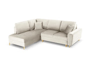 Cosmopolitan Design - Divano convertibile angolare sinistro con contenitore "Kyoto" 5 posti in velluto beige chiaro 