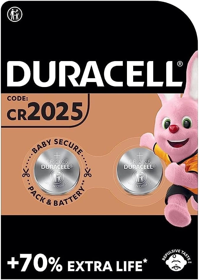 BATTERIA a BOTTONE al litio CR2025 DURACELL 3V BLISTER 2 PEZZI