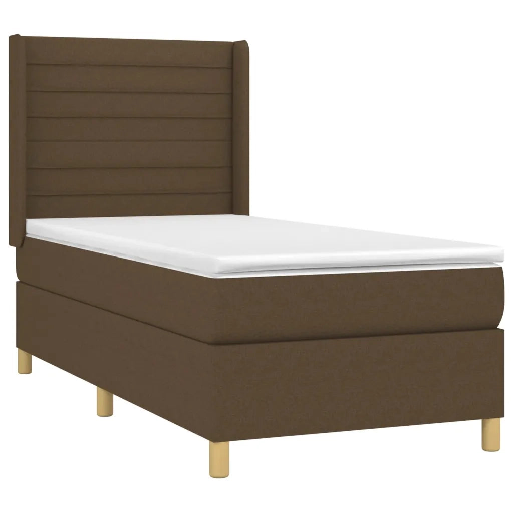 Letto a Molle Materasso e LED Marrone Scuro 80x200cm in Tessuto cod mxl 60929
