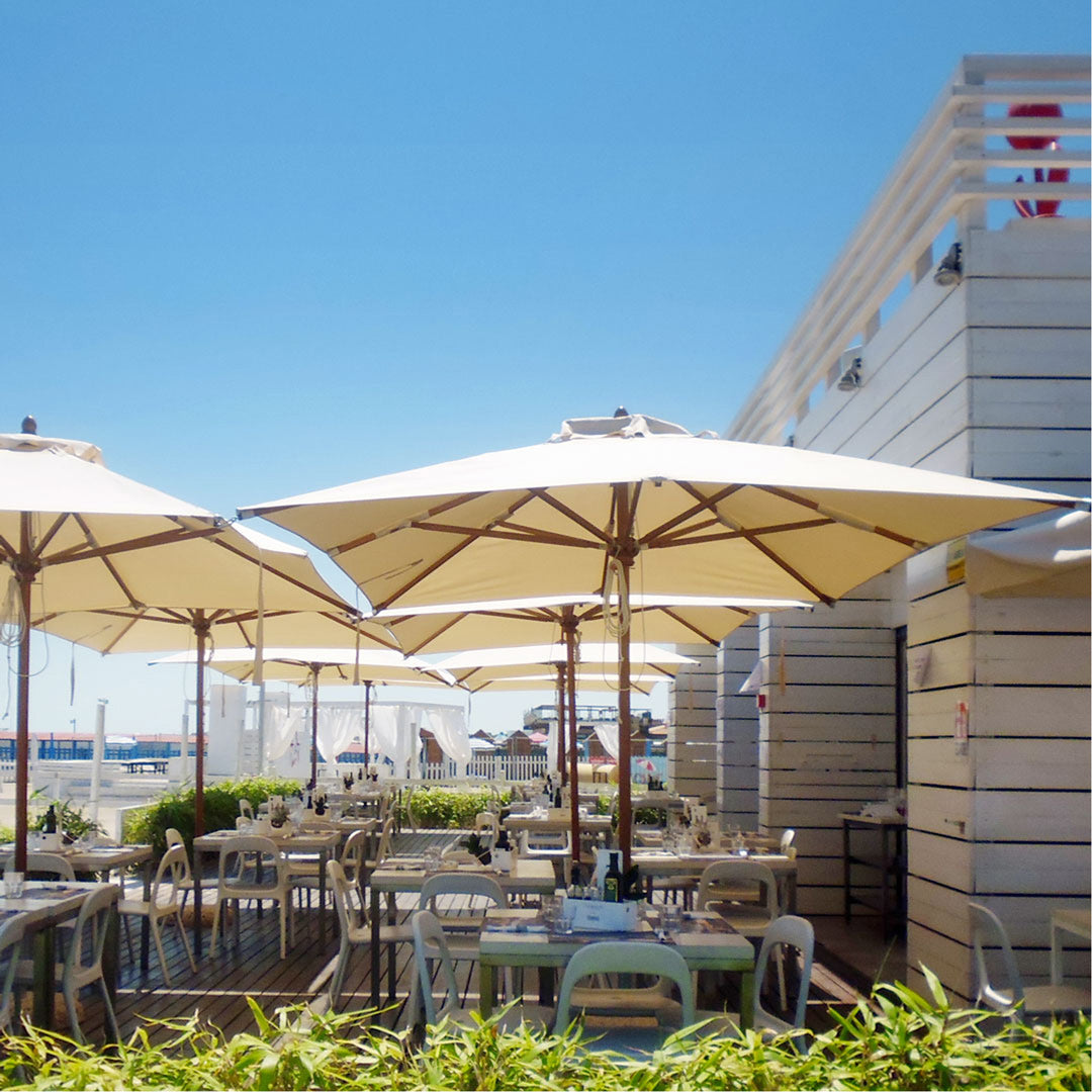 Ombrellone da Giardino Quadrato 3,5x3,5m Palo in Legno Ecrù