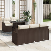 Set di divani da giardino  6 pezzi con cuscini Rattan Poli Marrone