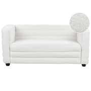 Divano a 2 posti rivestito in tessuto poliestere bouclè bianco sporco design moderno