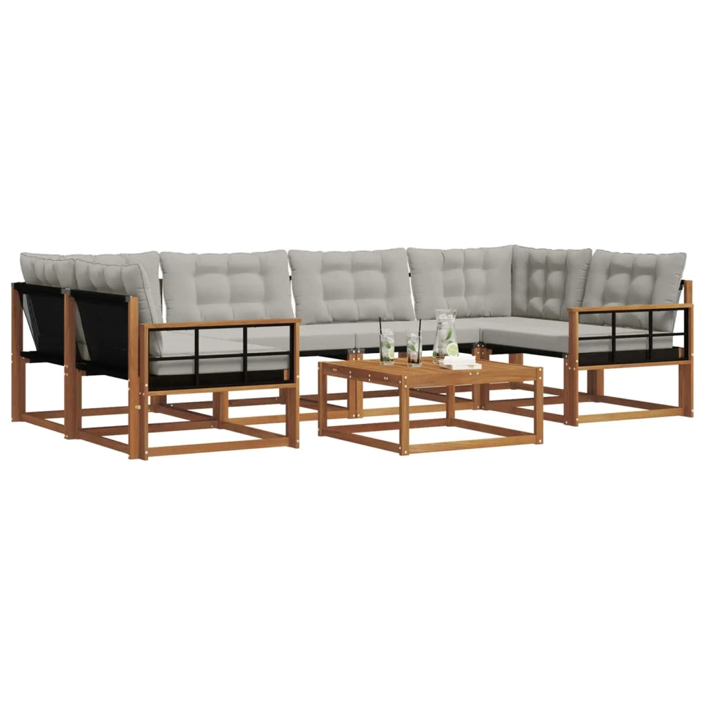 Set di divani da esterno 7 pcs Grigio Naturale e Chiaro