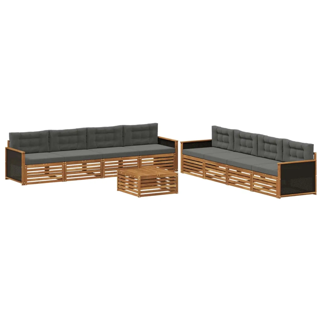 Set di divani da esterno 9 pcs Naturale e Antracite Poliestere