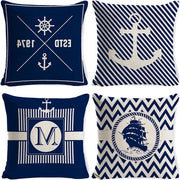 Cuscini esterni nautici - Set da 4 pezzi, 45 x 45 cm. Design marino per barche e interni di sala da pranzo.
