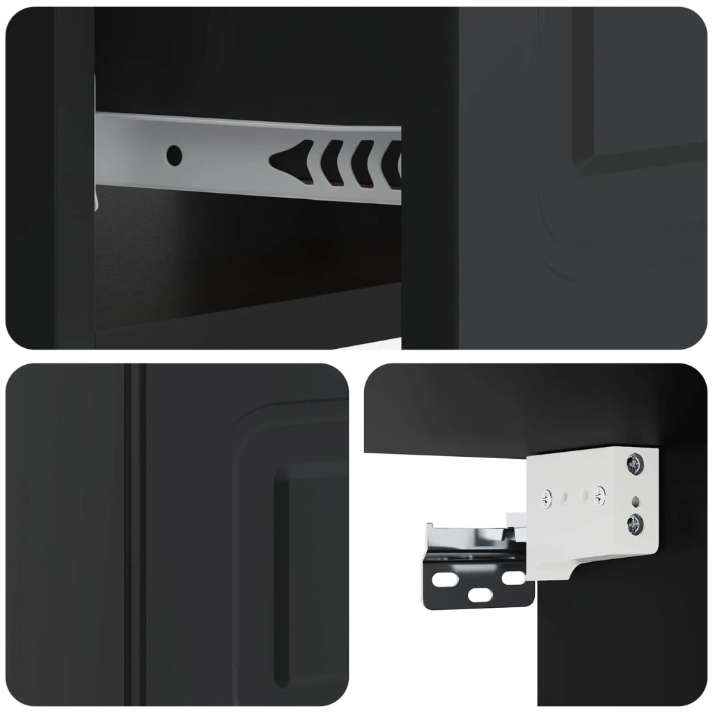 Mobiletto da notte a muro 2 pcs Nero 49 x 34,5 x 20 cm