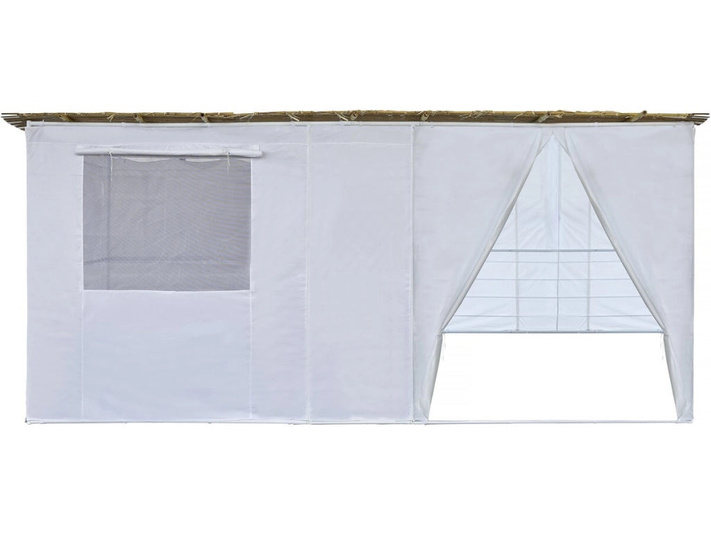 Kit Sukkah in NINA Regolabile 5 x 3 m - 4 Rotoli di Canna di Bambù e 5 Doghe in Legno