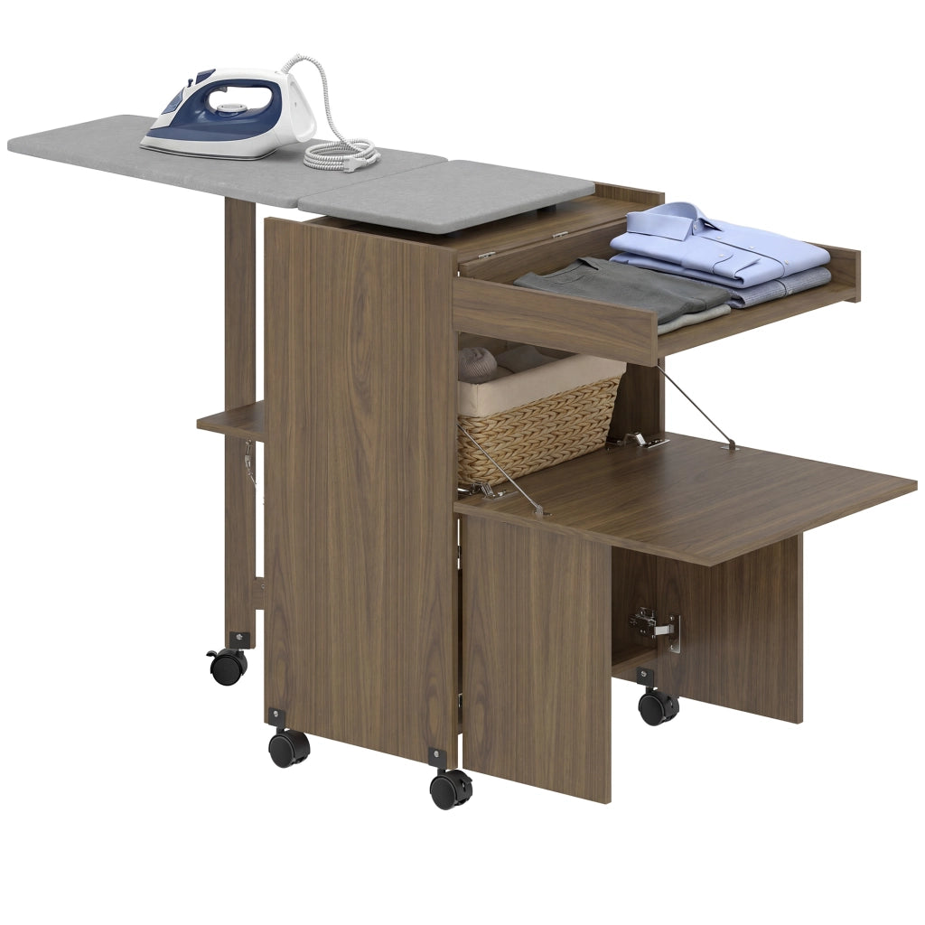 Mobile Asse da Stiro Pieghevole con Vano Aperto ¨C zephmum ¨C Marrone 154x55x87