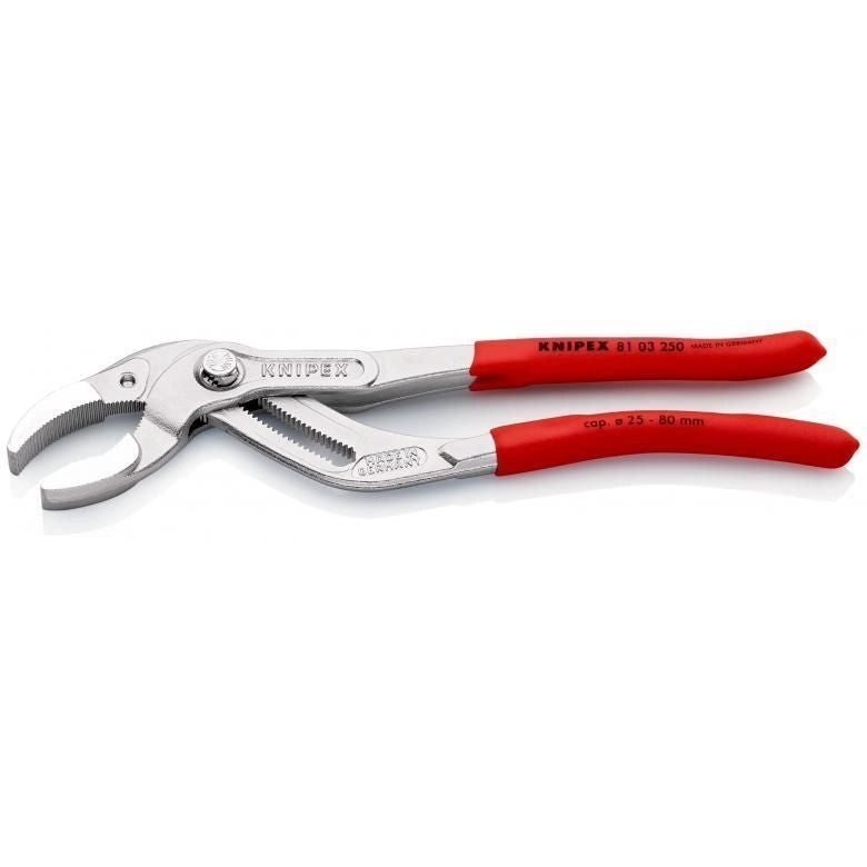 Knipex 81 03 250 Pinza per Sifone e Raccordi 250 mm 25 posizioni regolazione 25-80 mm acciaio cromo vanadio colore Rosso