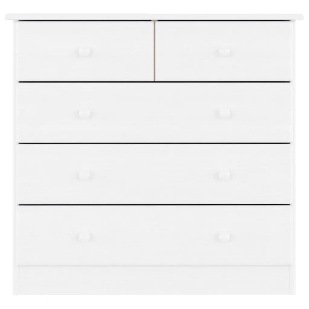 Cassettiera ALTA Bianca 77x35x73 cm in Legno Massello di Pino