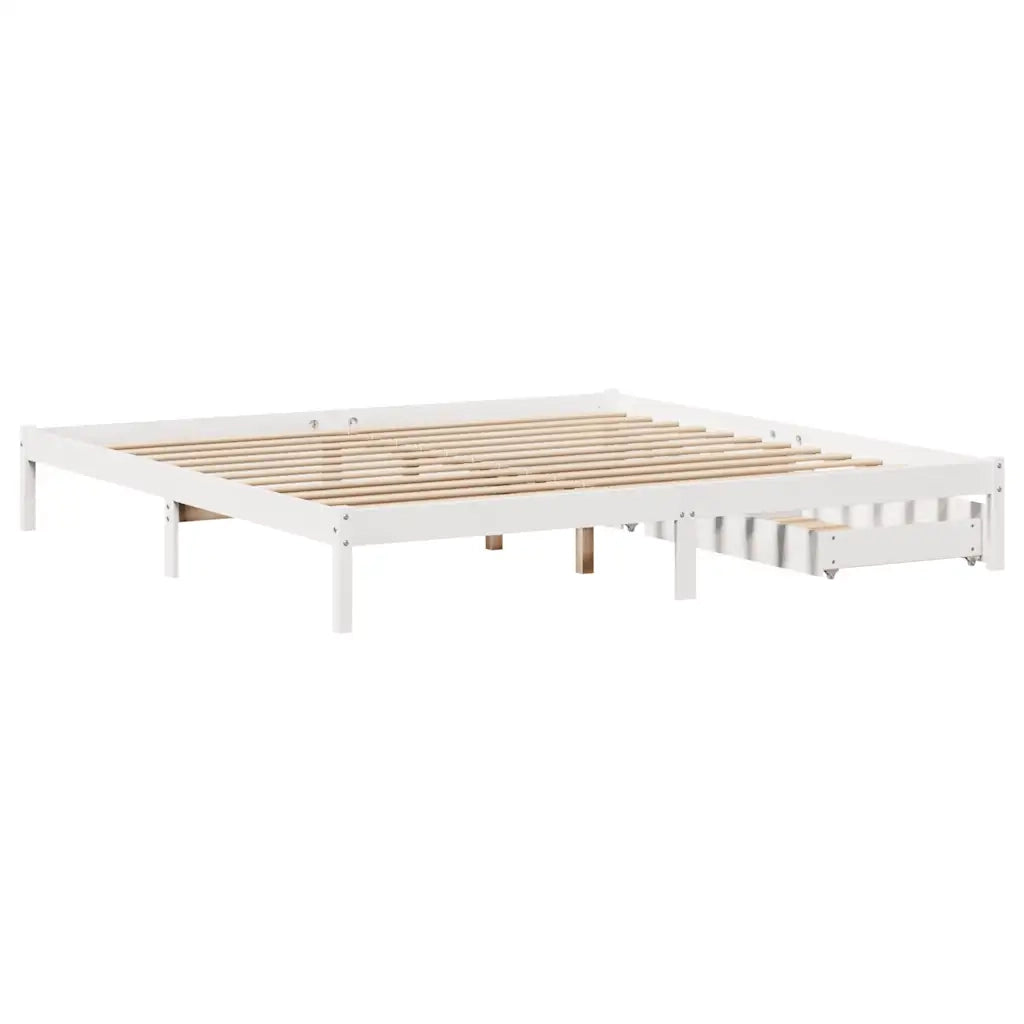 Giroletto senza Materasso Bianco 200x200 cm Legno Massello Pino