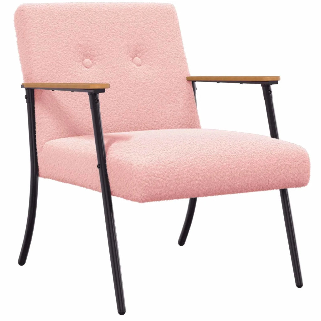 Divano Sedia-Poltrona Rosa Tessuto simile alla lana ricci