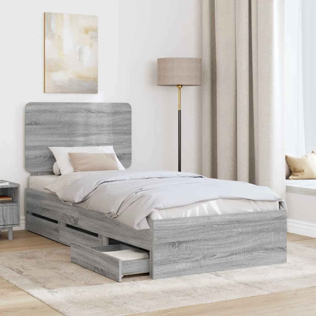 Struttura del letto con cassetto Grigio Sonoma 75 x 190 cm 3412649