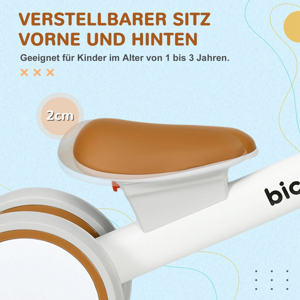 Bicicletta senza pedali ¨C zephmum ¨C regolabile, 1-3 anni, marrone/bianco