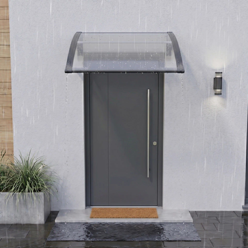 Pensilina per Ingresso Mellerud in Policarbonato 100 x 60 cm Trasparente / Nero [en.casa]