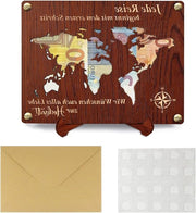 Regalo di denaro per matrimoni con 2 sostegni, 1 busta e 4 viti, disegno di mappa del mondo, perfetto per feste e compleanni