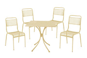 Set tavolo quadro 70cm con 4 sedie impilabili da esterno in metallo crema, Fredi Recam