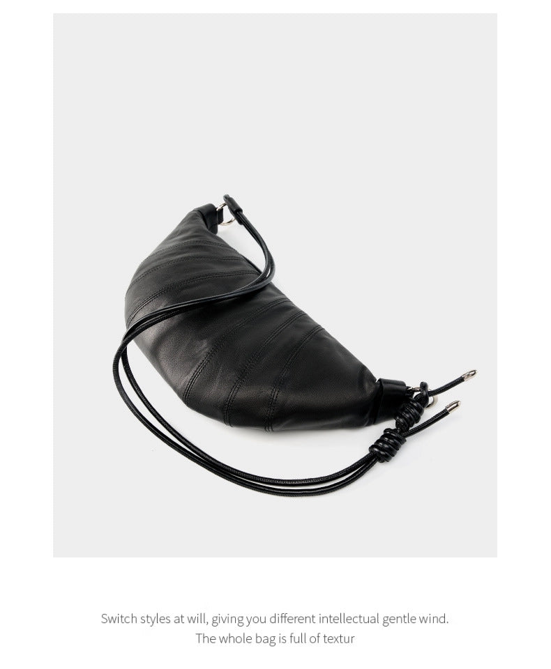 Borsa a tracolla da donna in vera pelle nera